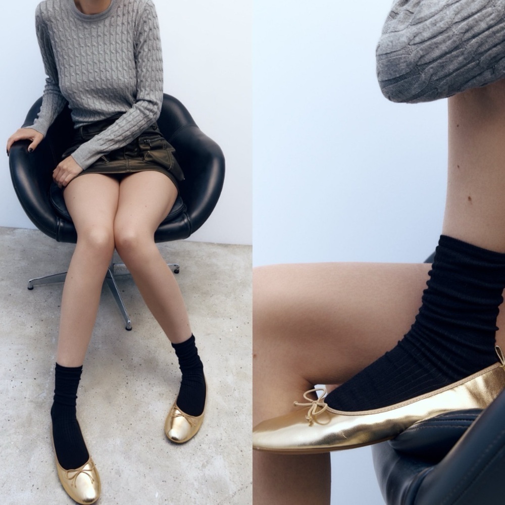 Zara ballet flats with bow side 39